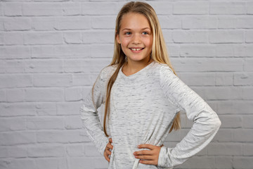 Portrait of happy beautiful happy 10 years old girl