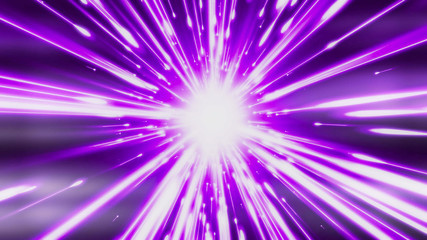 3D rendering light tunnel. Bright lines quickly move away from us