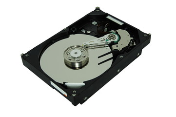 Disco r&iacute;gido de computador aberto com mecanismo interior aberto