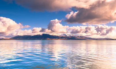 Reykjavik - May 02, 2018: Panorama of the landscape around Reykjavik, Iceland