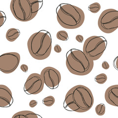 Coffee seamless pattern. Hand drawn vector seamless pattern in doodle style. Continuous line drawing.