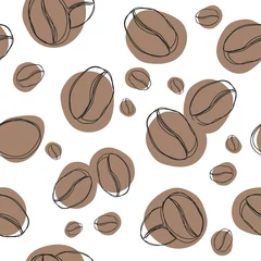 Wallpaper murals Coffee Coffee seamless pattern. Hand drawn vector seamless pattern in doodle style. Continuous line drawing.