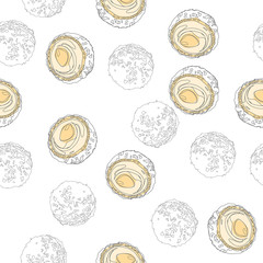 Coconut candy seamless pattern on isolated white background.