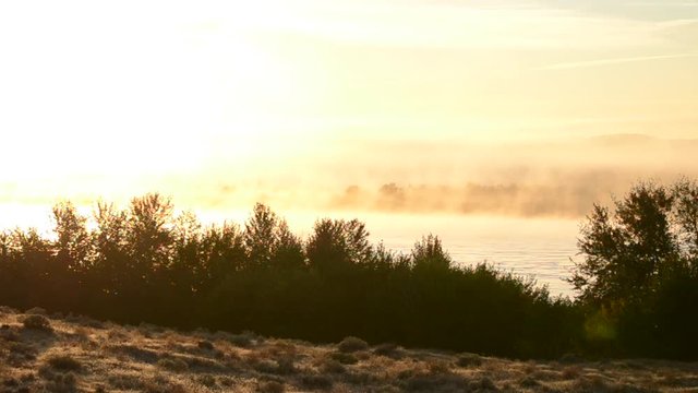 Early morning fog on the Columbia River in the Hanford Reach