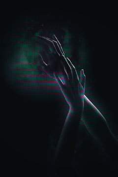 Hands with pixels New Aesthetic
