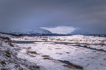 Thingvellir - May 03, 2018: Panorama of Thingvellir National Park, Iceland