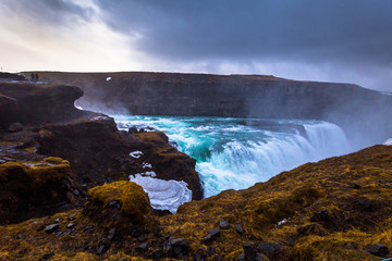 Gulfoss - May 03, 2018: Gulfoss watefall in the Golden Circle of Iceland