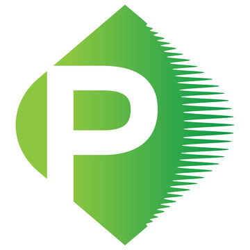 Green and White Logo, Letter P