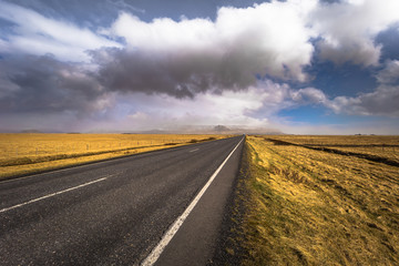 Icelandic wilderness - May 04, 2018: Road in the wilderness of Iceland