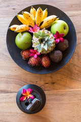 Fruit bowl, for guests, Seminyak, Bali, Indonesia