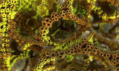 3D Fractal - Logical Circuits of Artificial Intelligence from Parallel World  - 3D Rendering Background
