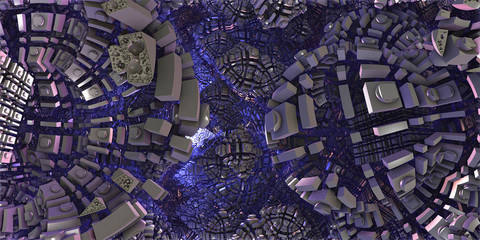 3D Fractal - Futuristic Hi Tech Artificial Brain from Within  - 3D Rendering Background
