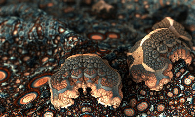 Patterned 3D Fractal - Fairy Another World Lichen wit DOF effect - 3D Rendering Fantasy Background
