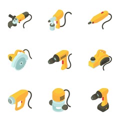 Instrument icons set. Cartoon set of 9 instrument vector icons for web isolated on white background