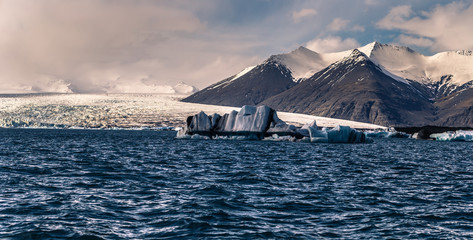 Jokulsarlon - May 05, 2018: Iceberg lagoon of Jokulsarlon, Iceland