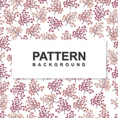 Colorful leaves plant beautiful wild branch with floral leaf and cherry fruit botanical nature in seamless pattern background design