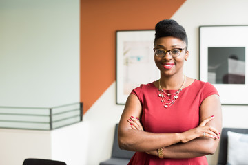 Portrait of smiling businesswoman in office