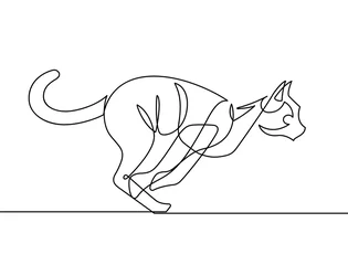  Springende kat doorlopende lijn vectorillustratie © thirteenfifty
