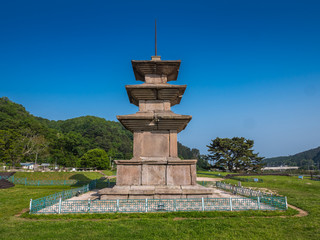 Obraz premium Stone pagodas, Gameunsa Temple Site, Gyeongju, Korea