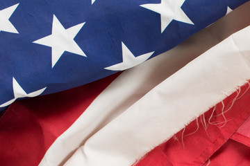 American Flag Flat Lay with Vintage and Tattered Flag