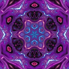 Fantasy sacred geometry modern art. Mystic Indian unique mandala. Diamond and floral kaleidoscope artwork. Feng shui and yoga tradition design. Psychedelic symmetric background. Creative print pattern