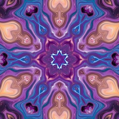 Fantasy sacred geometry modern art. Mystic Indian unique mandala. Diamond and floral kaleidoscope artwork. Feng shui and yoga tradition design. Psychedelic symmetric background. Creative print pattern