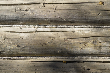 Natural painted wooden surface close-up, texture. Rustic wooden horizontal wood planks with cracks, scratches for modern design, patterns, background, copy space