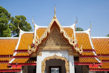 Roof details at Wat Benchamabophit , Bangkok, Thailand