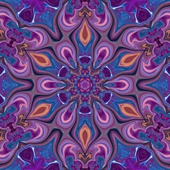 Fantasy sacred geometry modern art. Mystic Indian unique mandala. Oriental round pattern. Diamond and floral kaleidoscope artwork. Feng shui and yoga traditional design. Psychedelic creative print. 