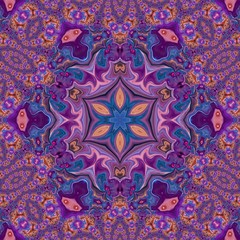 Fantasy sacred geometry modern art. Mystic Indian unique mandala. Oriental round pattern. Diamond and floral kaleidoscope artwork. Feng shui and yoga traditional design. Psychedelic creative print. 