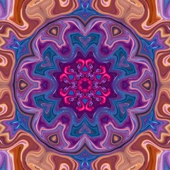 Fantasy sacred geometry modern art. Mystic Indian unique mandala. Oriental round pattern. Diamond and floral kaleidoscope artwork. Feng shui and yoga traditional design. Psychedelic creative print. 