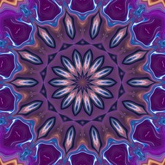 Fantasy sacred geometry modern art. Mystic Indian unique mandala. Oriental round pattern. Diamond and floral kaleidoscope artwork. Feng shui and yoga traditional design. Psychedelic creative print. 