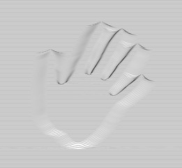 Geometric Black and White Abstract 3D Hand Silhouette - Optical Illusion - Vector Op Line Art
