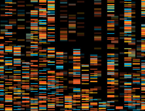 Big Genomic Data Visualization - DNA Test, Barcoding,  Genome Map Architecture  - Vector Graphic Template 
