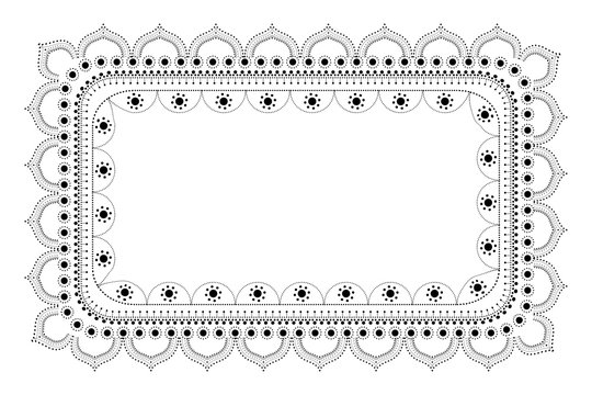 Indian Filigree Dotted Ornament - Vector Rectangulare Frame 
