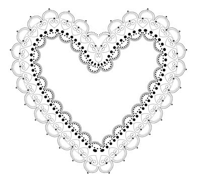 Indian Filigree Dotted Ornament - Vector Openwork Heart Frame 
