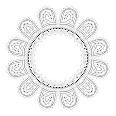 Indian Filigree Dotted Ornament - Vector Mehendi Round Lotus Frame 
