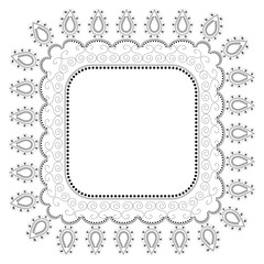 Indian Filigree Dotted Ornament - Vector Square Frame with Paisley

