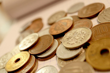 Pile of Japanese Yen Coins