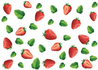 Strawberry seamless pattern isolated on white background, vector and illustration.