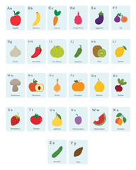 set of vegetable and fruit alphabet.