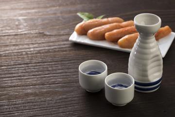 日本酒と辛子明太子 © kai