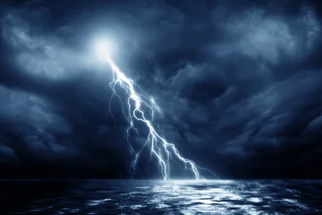 Deurstickers Onweer Bliksemstorm over de Zwarte Zee in de buurt van