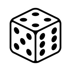Six sided dice / die for casino gambling line art vector icon for apps and websites