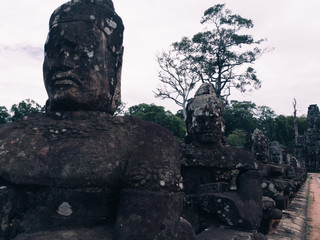The guardian's statue on the south gate at Angkor Thom.