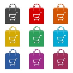 Bag store. Single flat icon, Shop icon, color icons set