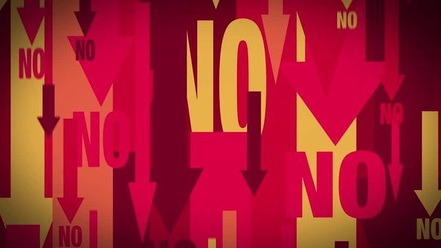 NOの文字と矢印が下に向かうアニメーション ループ