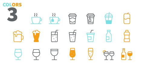 Drinks Food UI Pixel Perfect Well-crafted Vector Thin Line Icons 48x48 Ready for 24x24 Grid for Web Graphics and Apps with Editable Stroke. Simple Minimal Pictogram Part 1-2