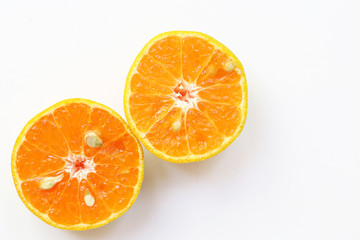 slice oranges on white background