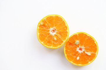 slice oranges on white background